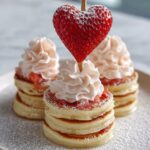 Mini Heart Pancake Stacks with Strawberries and Whipped Cream Recipe