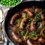 Bangers & Mash with Onion Gravy and Peas Recipe