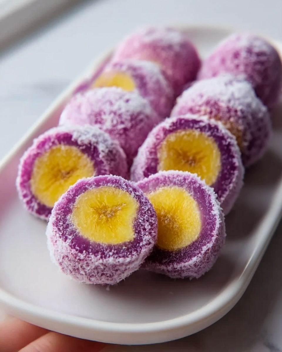 Banana Mochi Coated in Coconut Flakes Recipe
