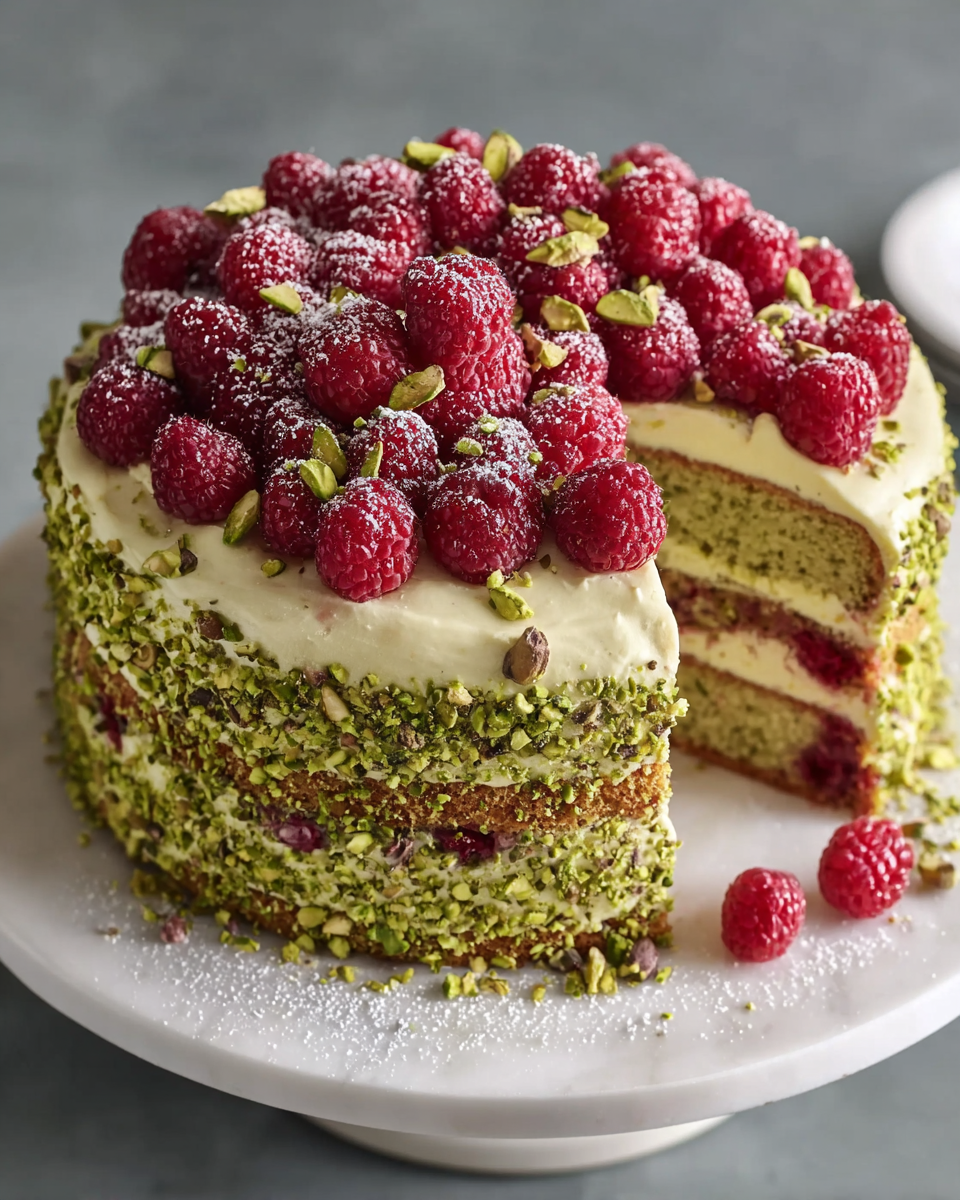 Pistachio Raspberry Cake Recipe