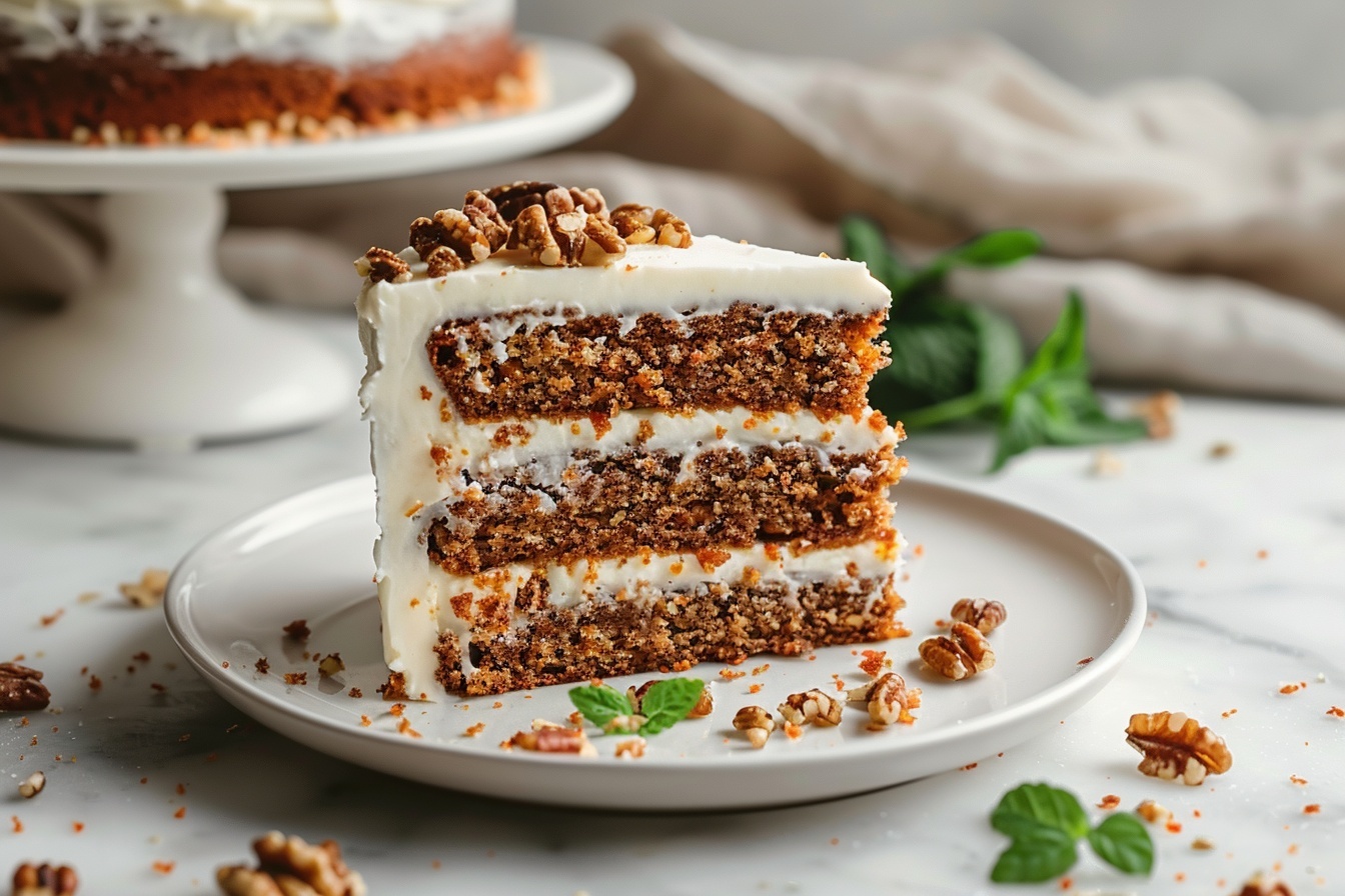 Cream Cheese Frosted Carrot Cake with Nuts Recipe - Recipe Image