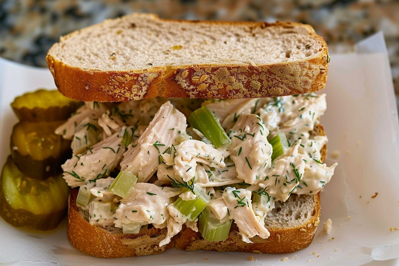 High Protein Dill Pickle Chicken Salad Recipe