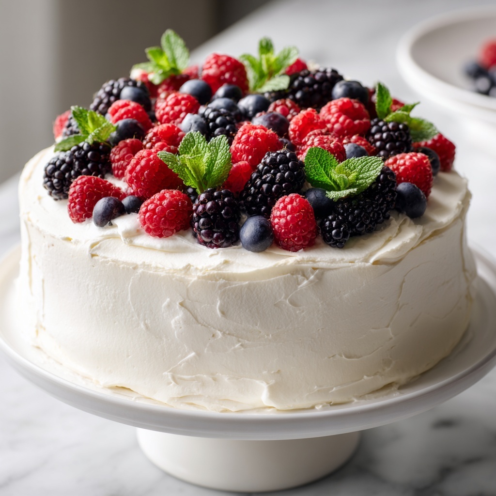 Berry Chantilly Cake with Mixed Berry Filling and Cream Cheese Frosting Recipe