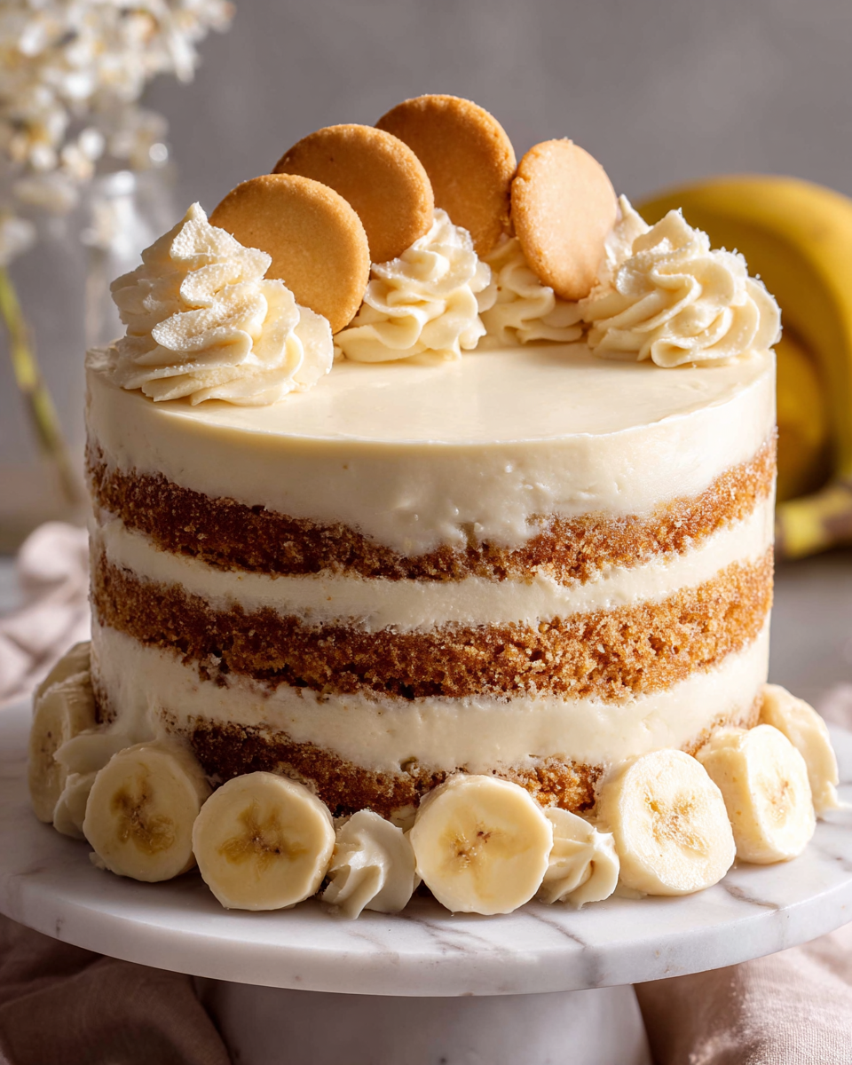Banana Cream Cake with Banana Pastry Cream and Cream Cheese Frosting Recipe