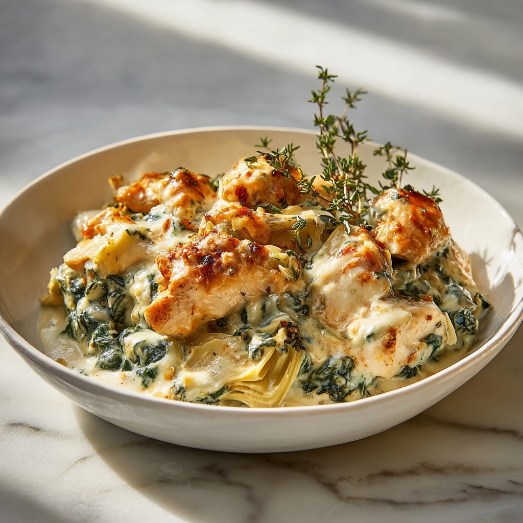 High-Protein Spinach and Artichoke Chicken Casserole Recipe - Recipe Image