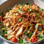 Chicken Crispy Rice Salad with Creamy Peanut Dressing Recipe