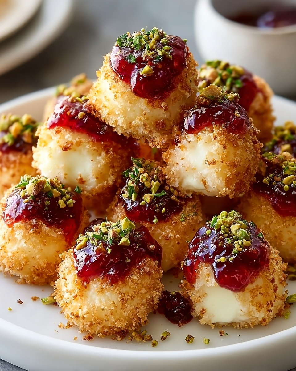 Pistachio-Crusted Brie Bites with Raspberry Honey Glaze Recipe