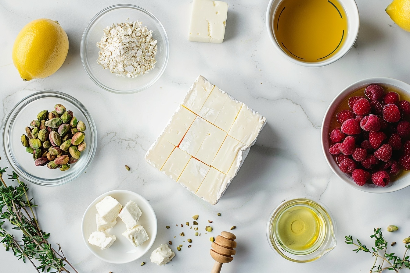 Pistachio-Crusted Brie Bites with Raspberry Honey Glaze Recipe - Recipe Image