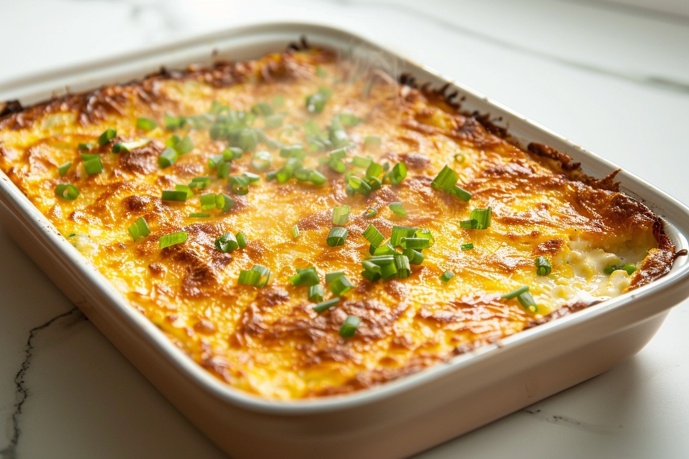 Cozy Cheesy Funeral Potatoes with Crispy Cornflake Topping Recipe